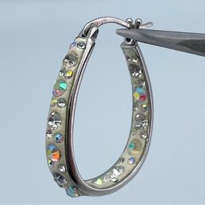 Designer-Inspired Aurora Borealis Crystal Hoop Earrings